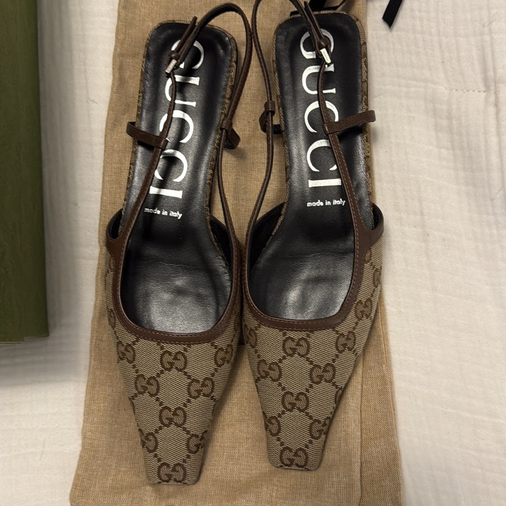 Gucci Original GG Canvas Slingback ballerina shoes - Picture 3 of 5